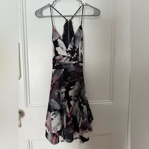 Eclipse Floral Mini Length Dress (Pink/Black/White)